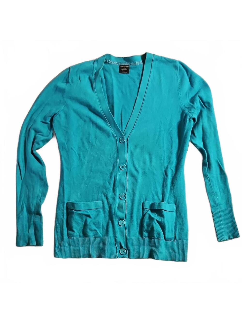 Faded Glory Women's Medium Turquoise Button-Up Cardigan Sweater